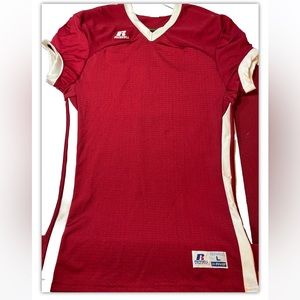 RUSSELL sporty spice SHIRT DRESS athletic burgundy White Stripes Short Sleeve Lg